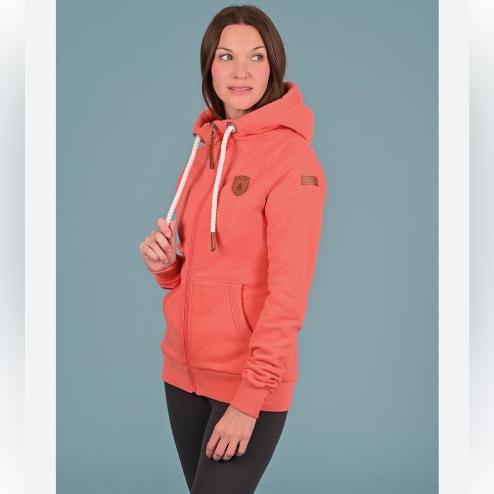 WANAKOME XS Oversized Coral side zip cotton blend woman zip sweatshirt Causal